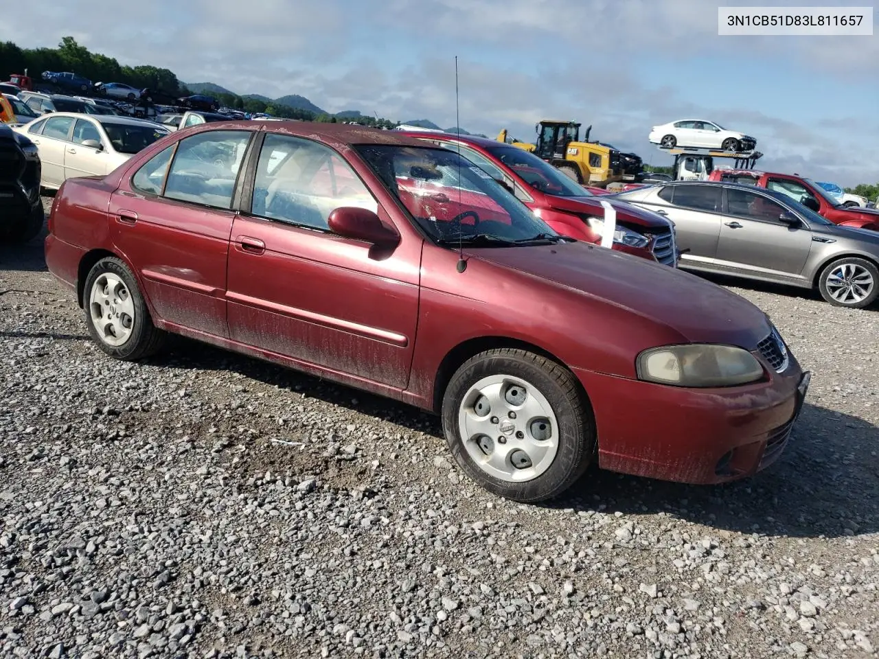 2003 Nissan Sentra Xe VIN: 3N1CB51D83L811657 Lot: 55761275