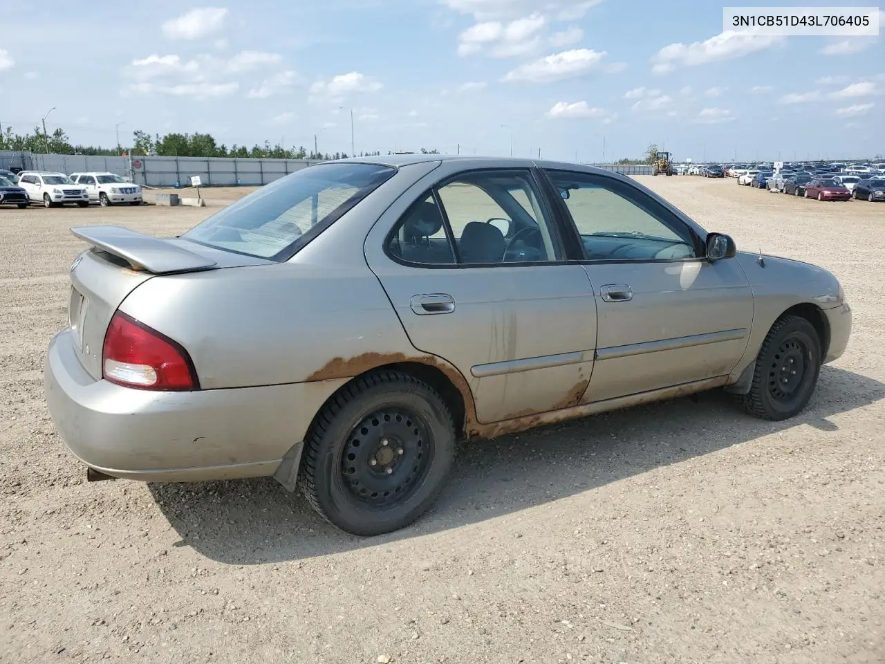 2003 Nissan Sentra Xe VIN: 3N1CB51D43L706405 Lot: 62495285
