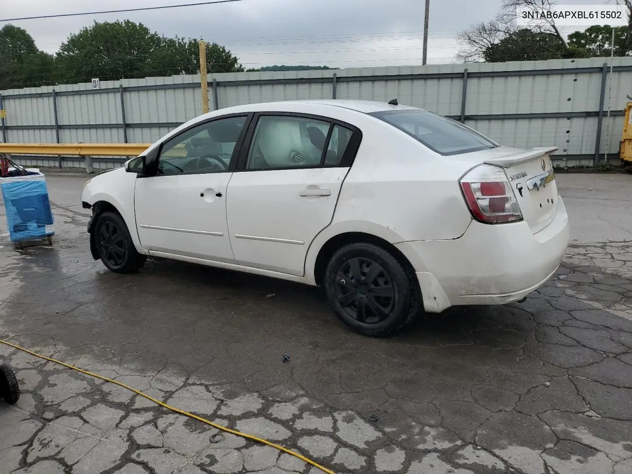 2011 Nissan Sentra 2.0 VIN: 3N1AB6APXBL615502 Lot: 57105635