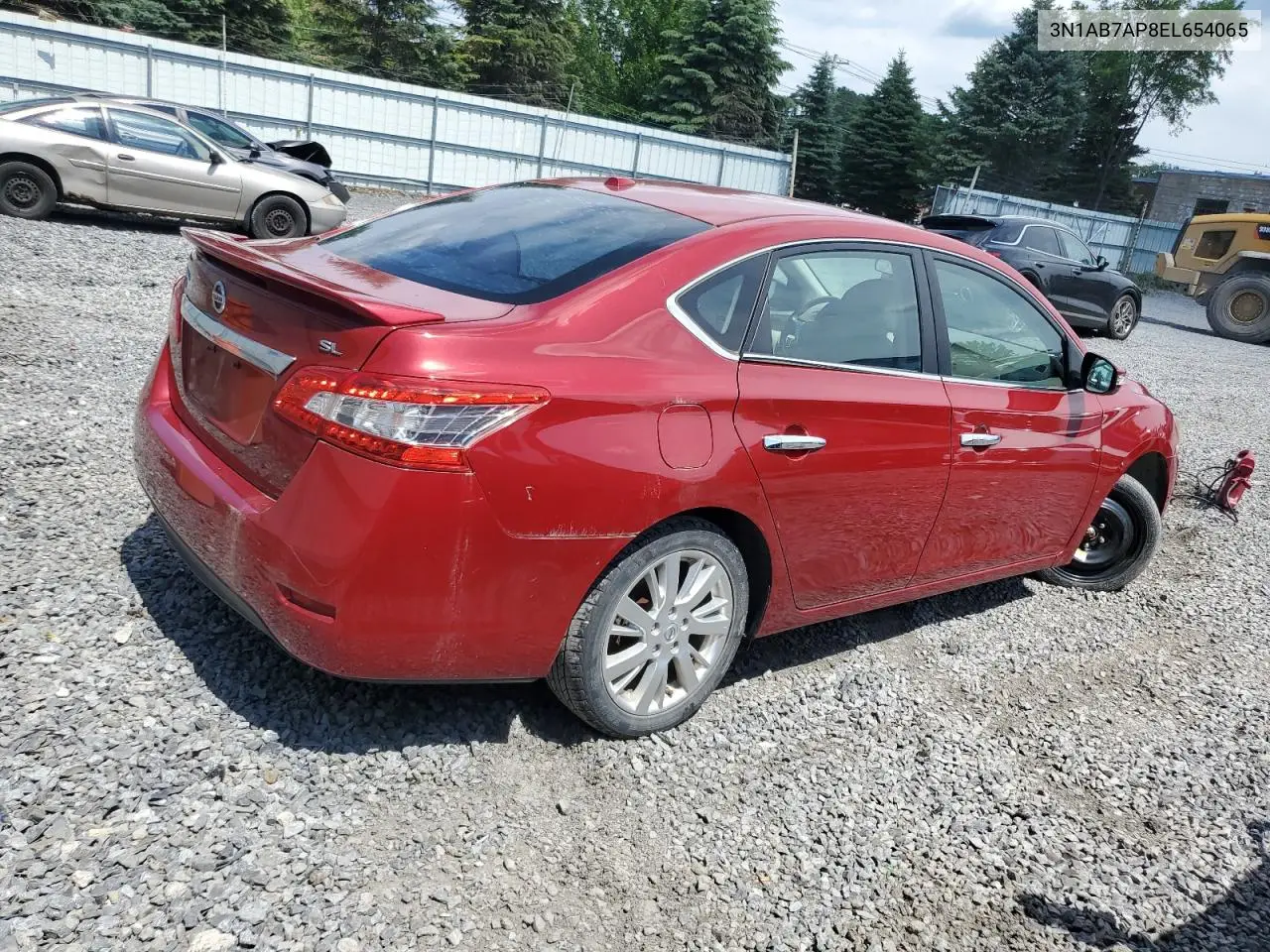 2014 Nissan Sentra S VIN: 3N1AB7AP8EL654065 Lot: 62009175