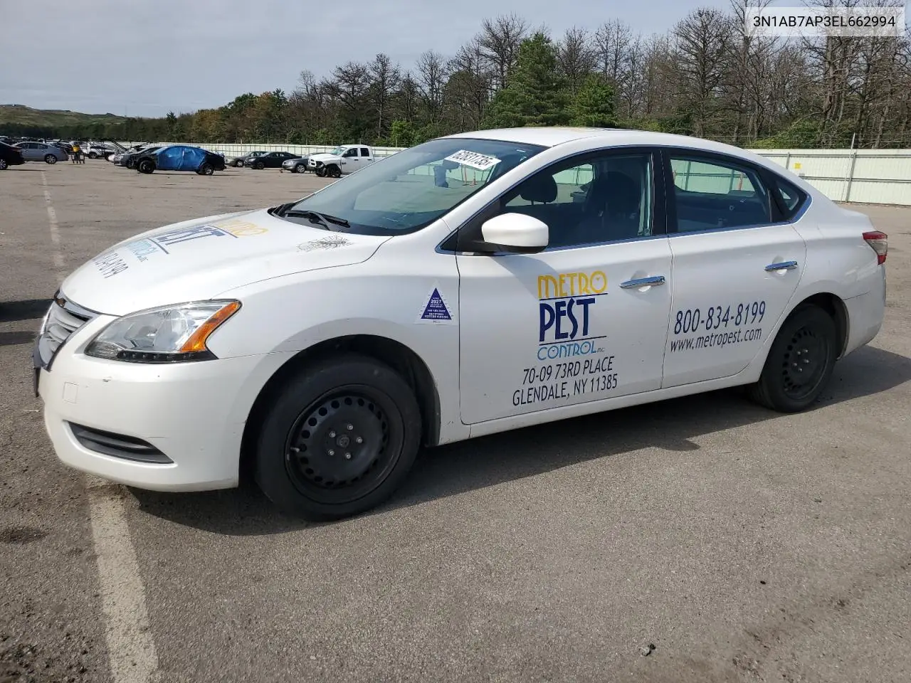 2014 Nissan Sentra S VIN: 3N1AB7AP3EL662994 Lot: 62831735
