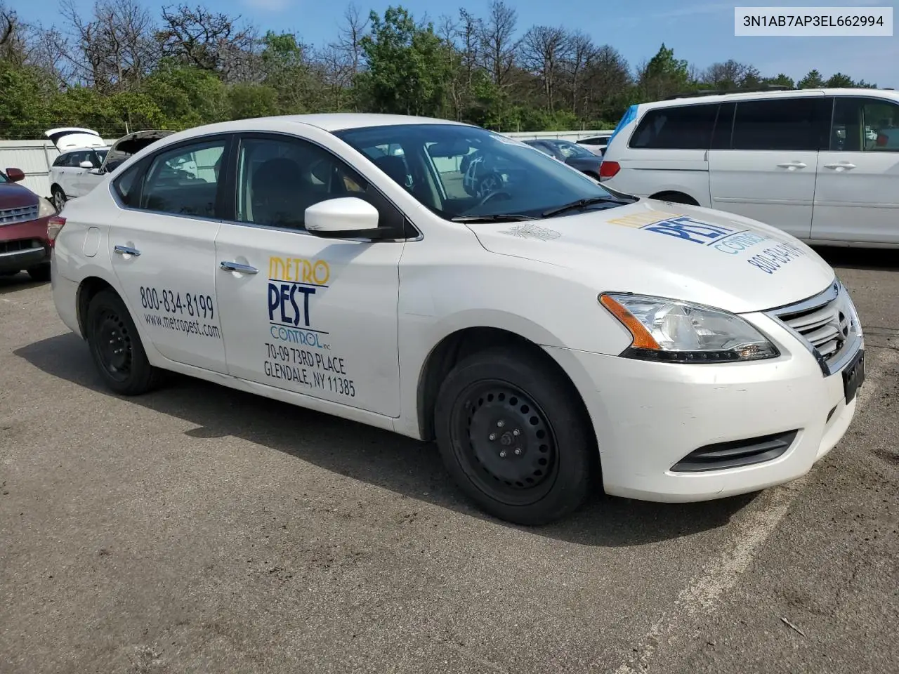 2014 Nissan Sentra S VIN: 3N1AB7AP3EL662994 Lot: 62831735