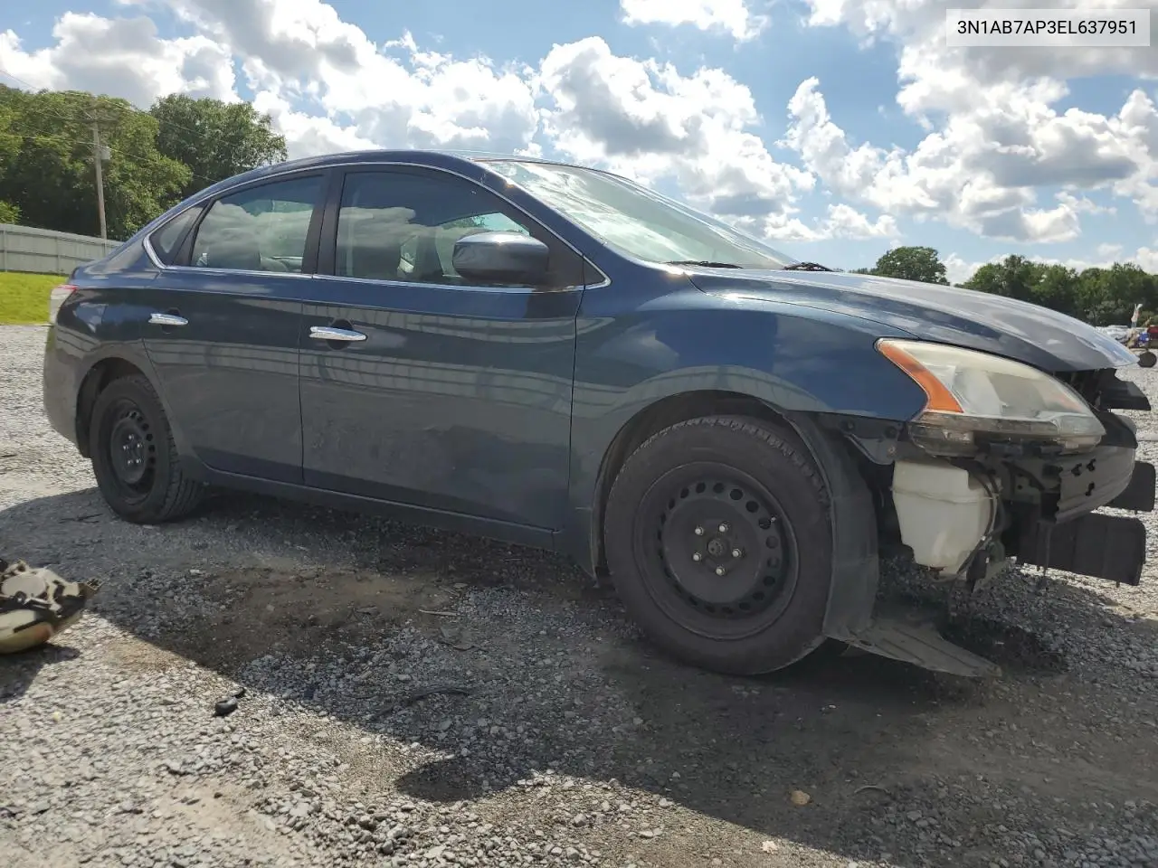 2014 Nissan Sentra S VIN: 3N1AB7AP3EL637951 Lot: 62941775