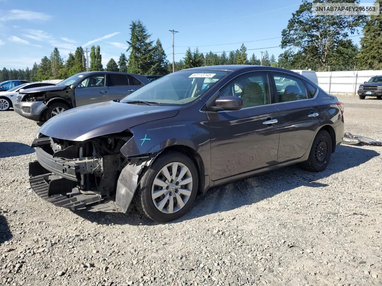 2014 Nissan Sentra S VIN: 3N1AB7AP4EY296563 Lot: 63113745