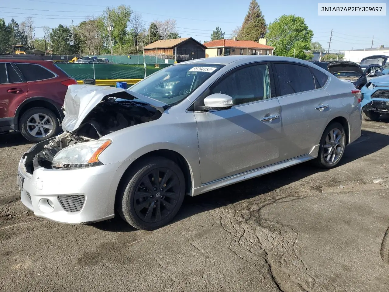 2015 Nissan Sentra S VIN: 3N1AB7AP2FY309697 Lot: 56764435