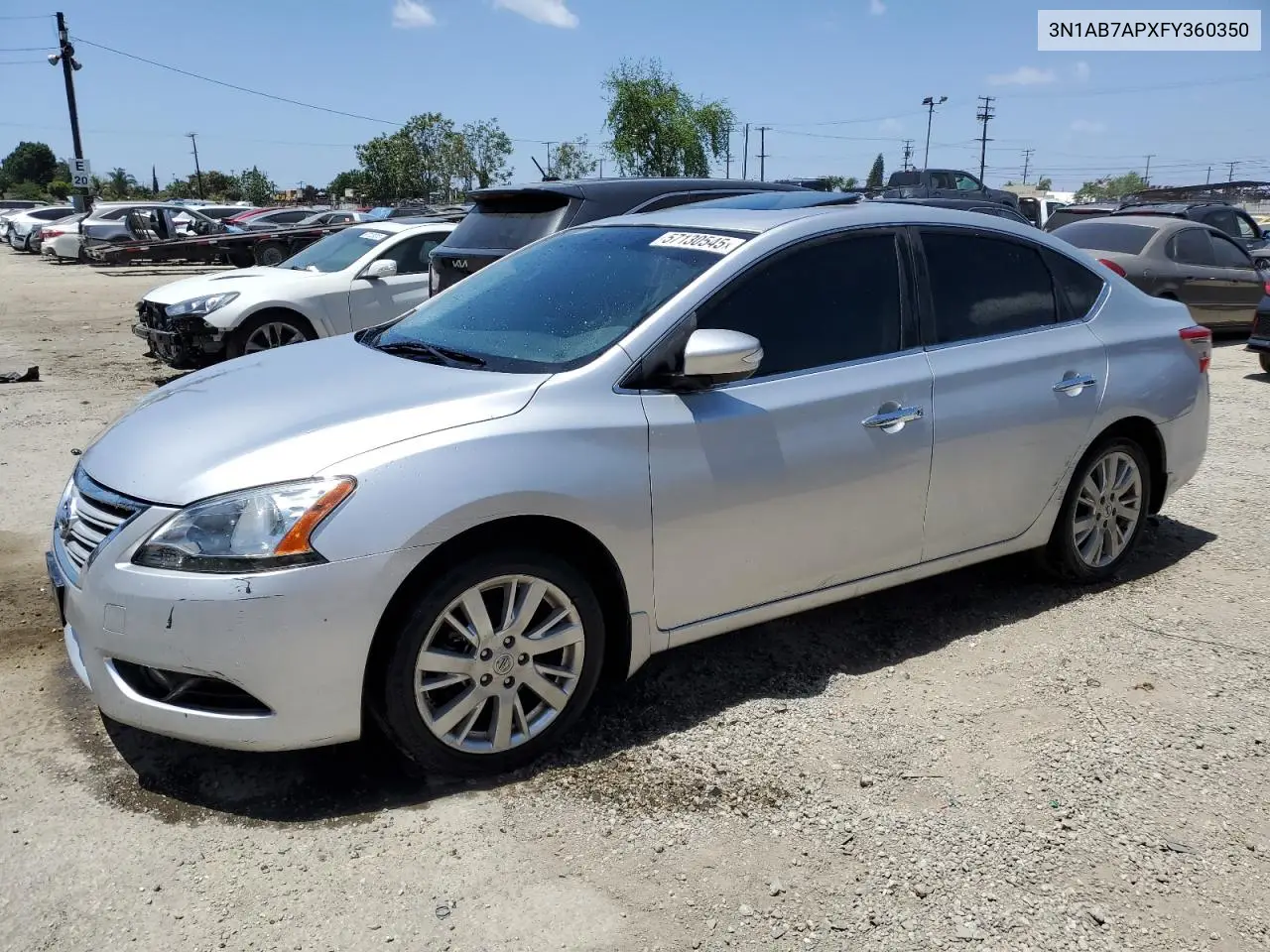 2015 Nissan Sentra S VIN: 3N1AB7APXFY360350 Lot: 57130545