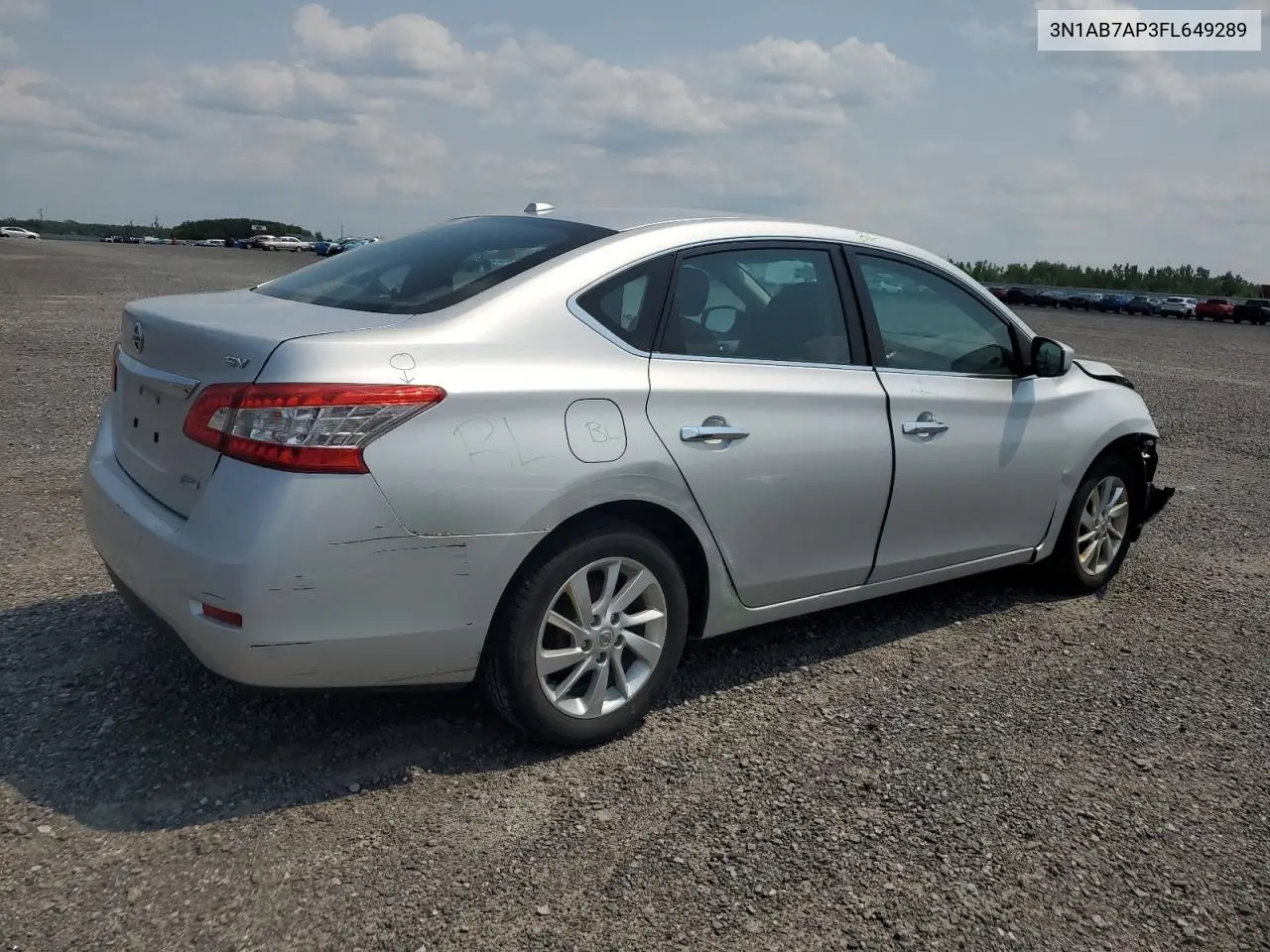 2015 Nissan Sentra S VIN: 3N1AB7AP3FL649289 Lot: 62900455