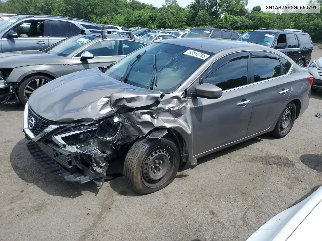 2016 Nissan Sentra S VIN: 3N1AB7AP2GL650791 Lot: 62812705