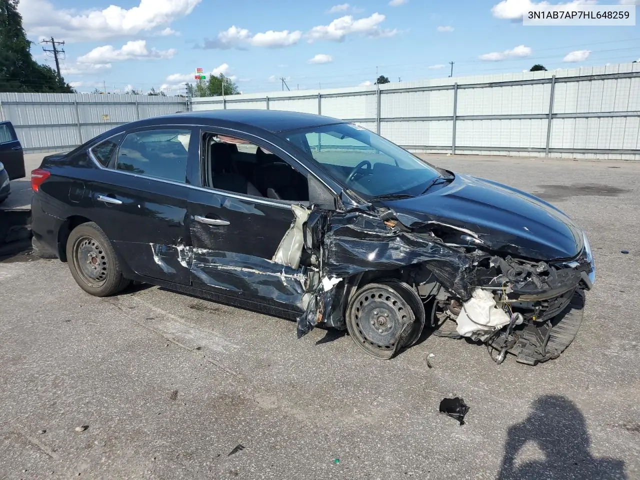 2017 Nissan Sentra S VIN: 3N1AB7AP7HL648259 Lot: 62917145