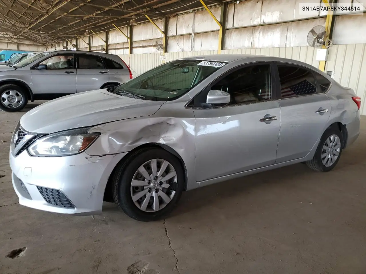 2019 Nissan Sentra S VIN: 3N1AB7AP8KY344514 Lot: 51799305