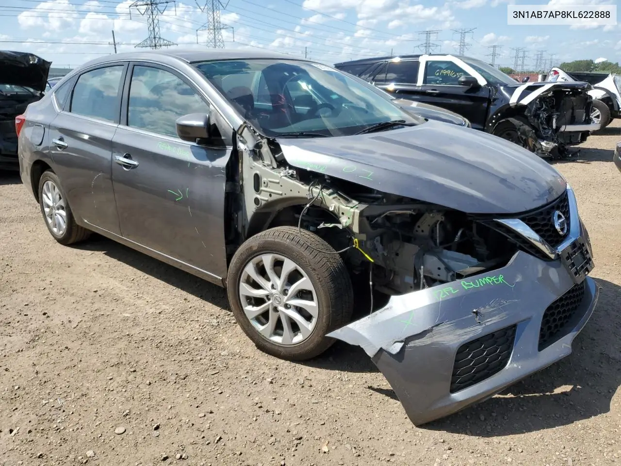 2019 Nissan Sentra S VIN: 3N1AB7AP8KL622888 Lot: 62185675