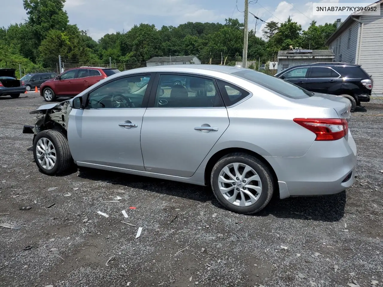 2019 Nissan Sentra S VIN: 3N1AB7AP7KY394952 Lot: 62930465