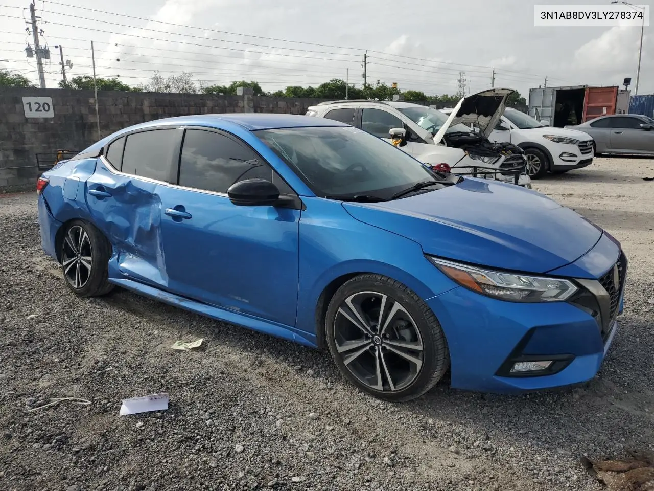 2020 Nissan Sentra Sr VIN: 3N1AB8DV3LY278374 Lot: 62579765