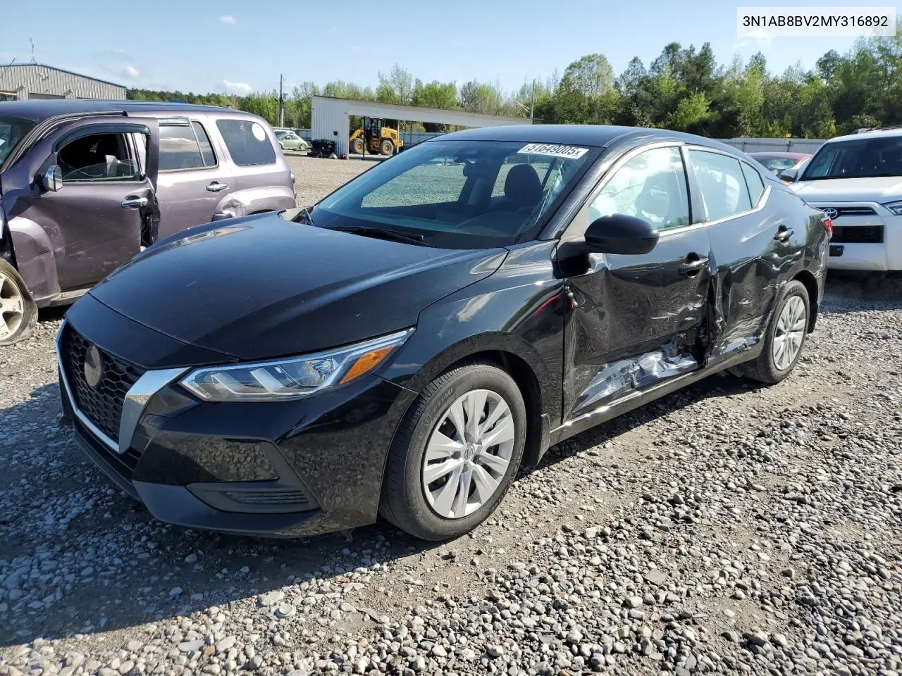 2021 Nissan Sentra S VIN: 3N1AB8BV2MY316892 Lot: 51649005