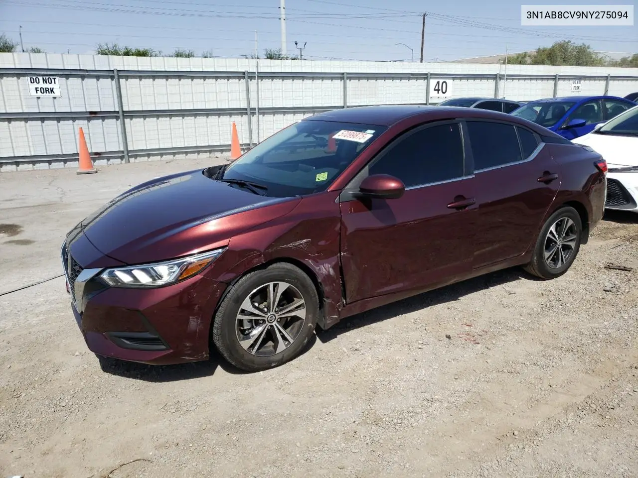 2022 Nissan Sentra Sv VIN: 3N1AB8CV9NY275094 Lot: 57099875