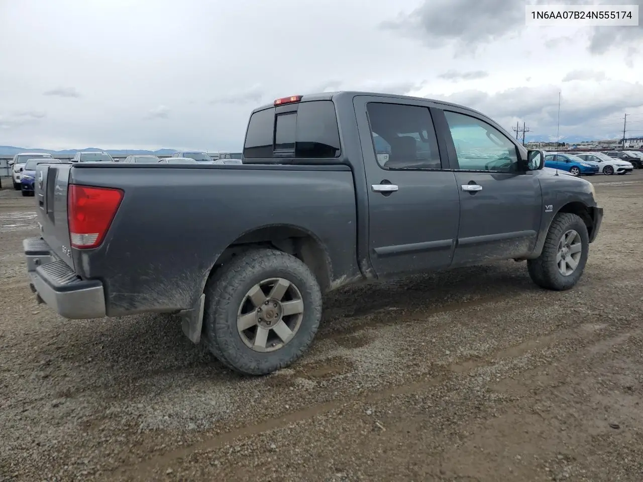 2004 Nissan Titan Xe VIN: 1N6AA07B24N555174 Lot: 56684805