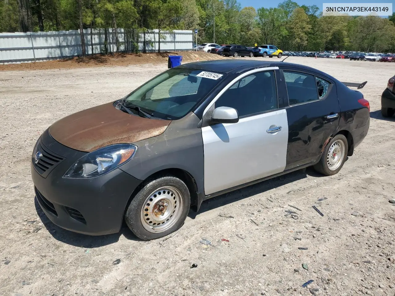2014 Nissan Versa S VIN: 3N1CN7AP3EK443149 Lot: 52705745
