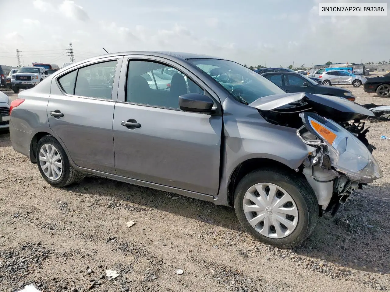 2016 Nissan Versa S VIN: 3N1CN7AP2GL893386 Lot: 62690355