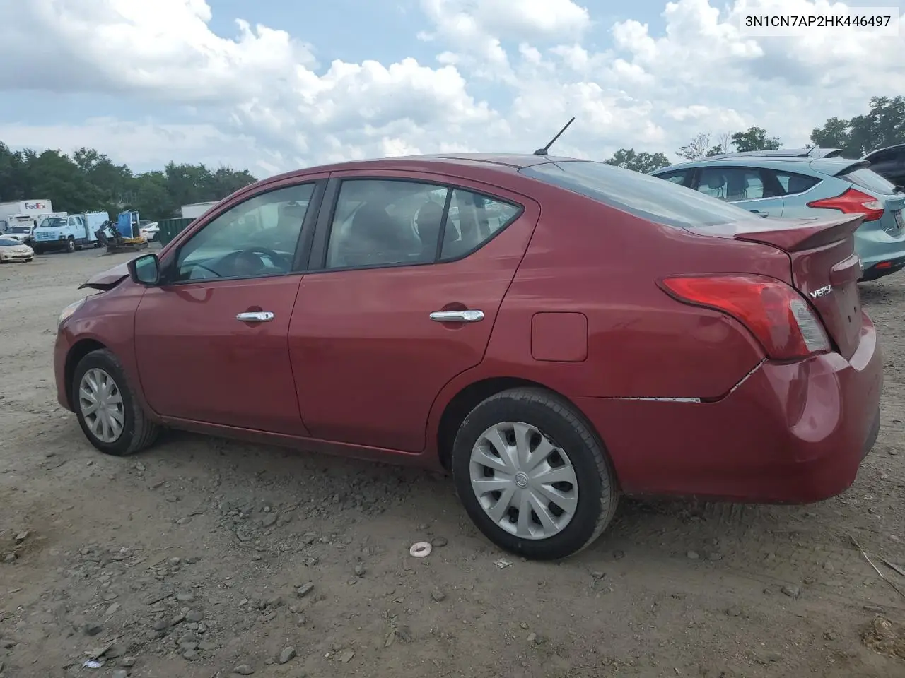 2017 Nissan Versa S VIN: 3N1CN7AP2HK446497 Lot: 62726875