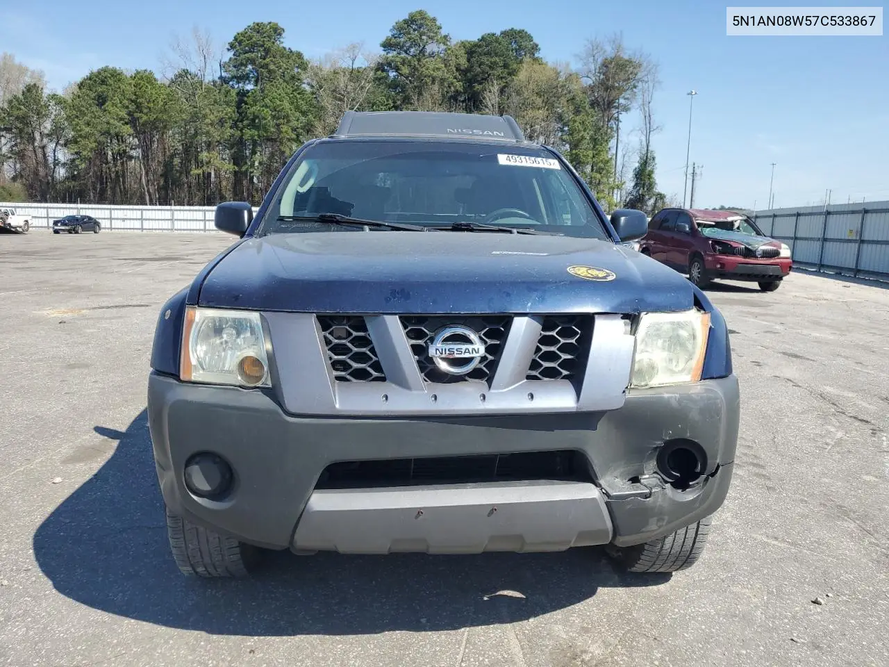 2007 Nissan Xterra Off Road VIN: 5N1AN08W57C533867 Lot: 49315615