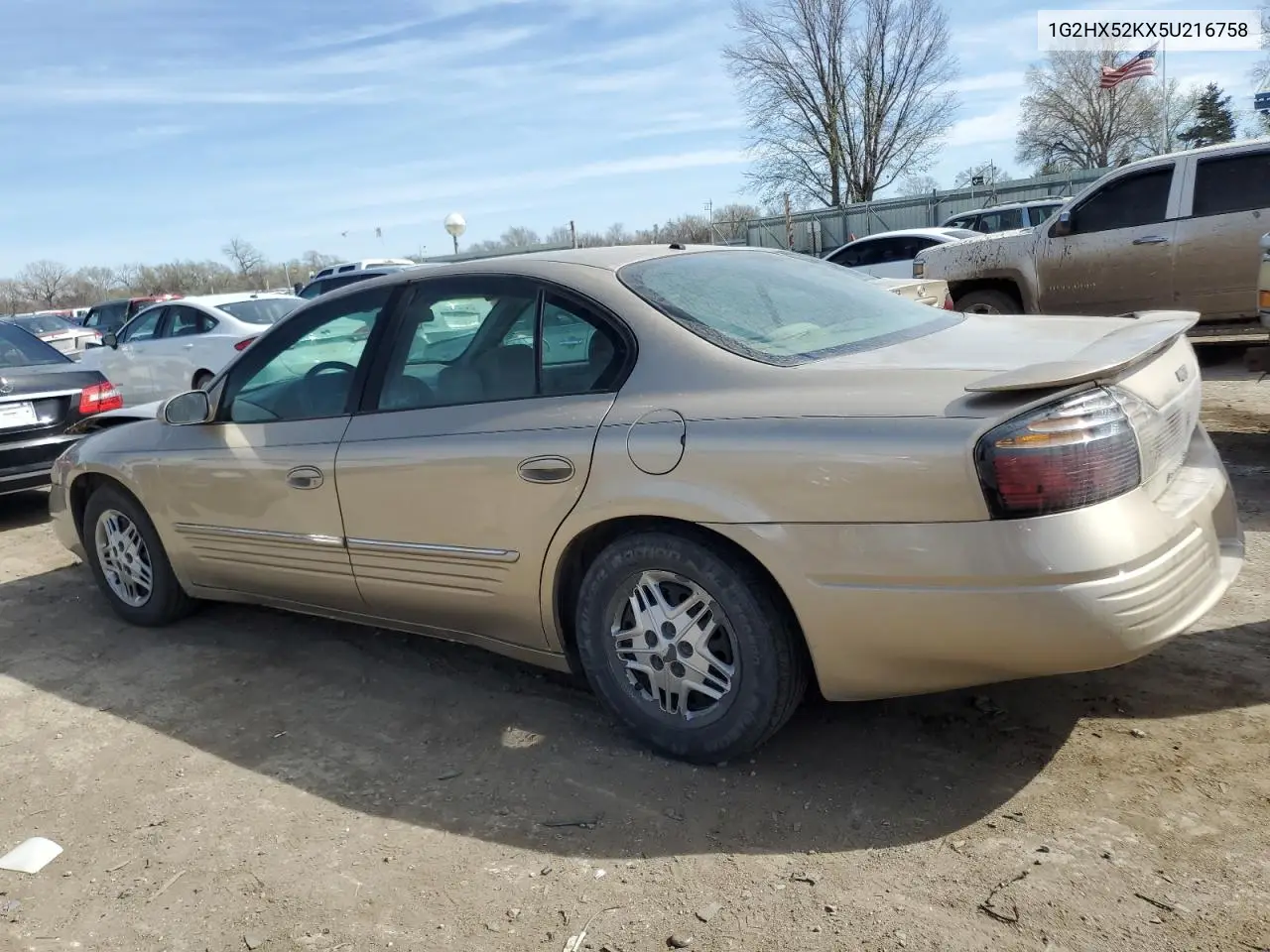 2005 Pontiac Bonneville Se VIN: 1G2HX52KX5U216758 Lot: 50094205