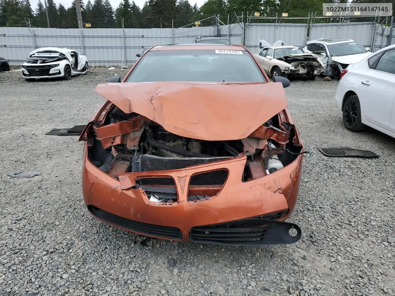 2006 Pontiac G6 Gtp VIN: 1G2ZM151164147145 Lot: 56714795