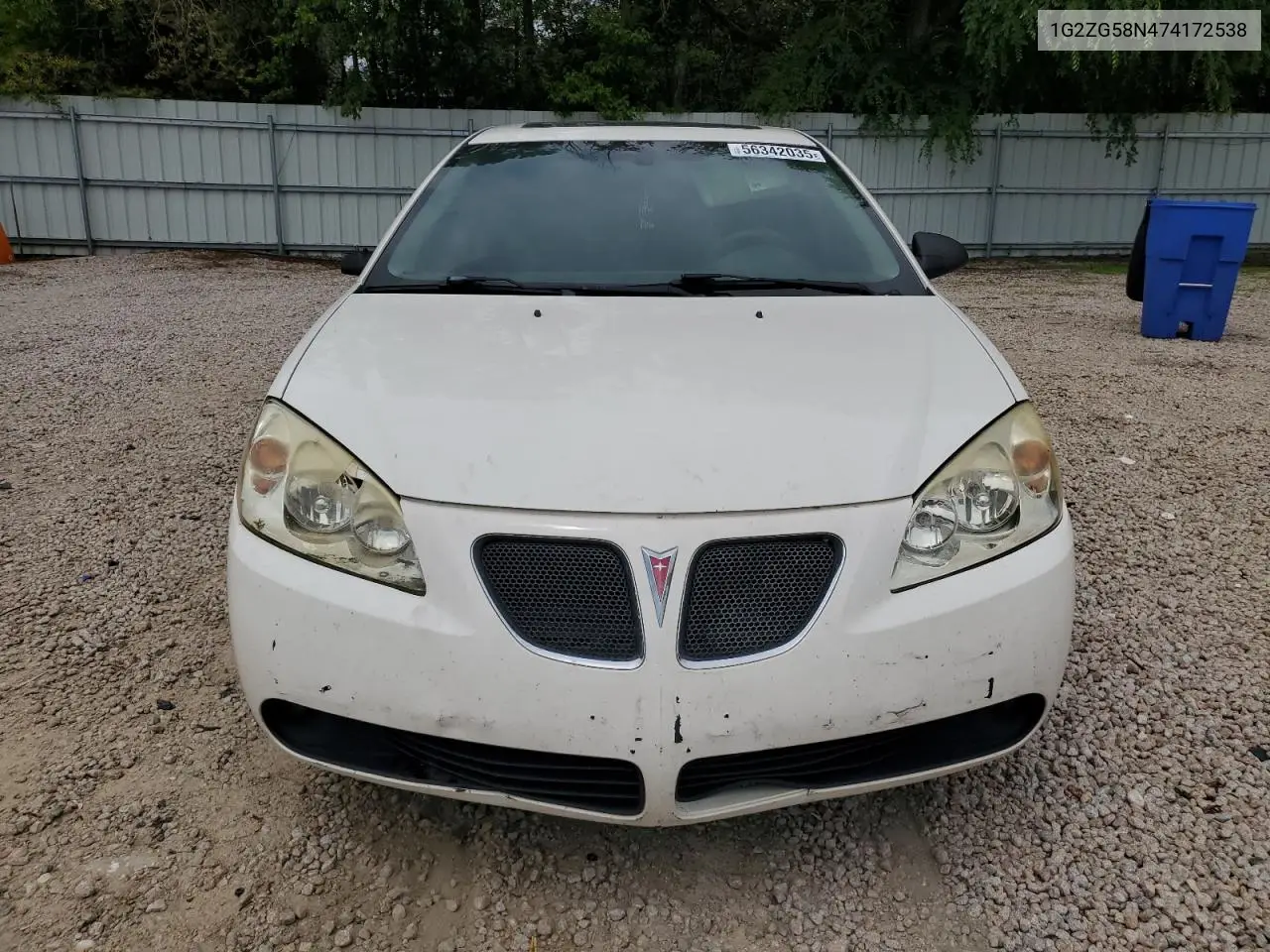 2007 Pontiac G6 Base VIN: 1G2ZG58N474172538 Lot: 56342035