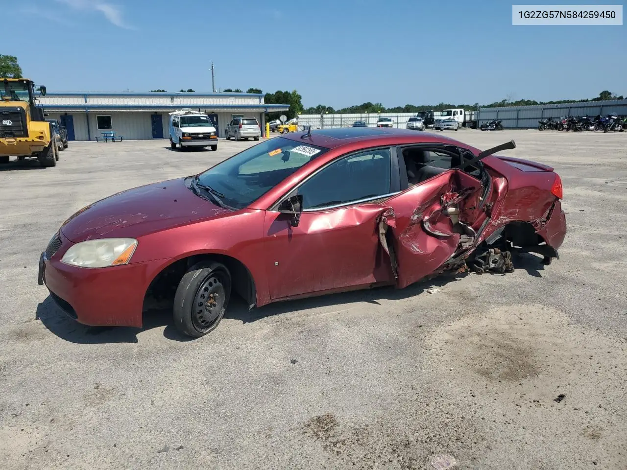 2008 Pontiac G6 Base VIN: 1G2ZG57N584259450 Lot: 62392385