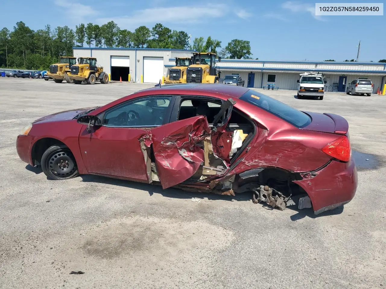 2008 Pontiac G6 Base VIN: 1G2ZG57N584259450 Lot: 62392385
