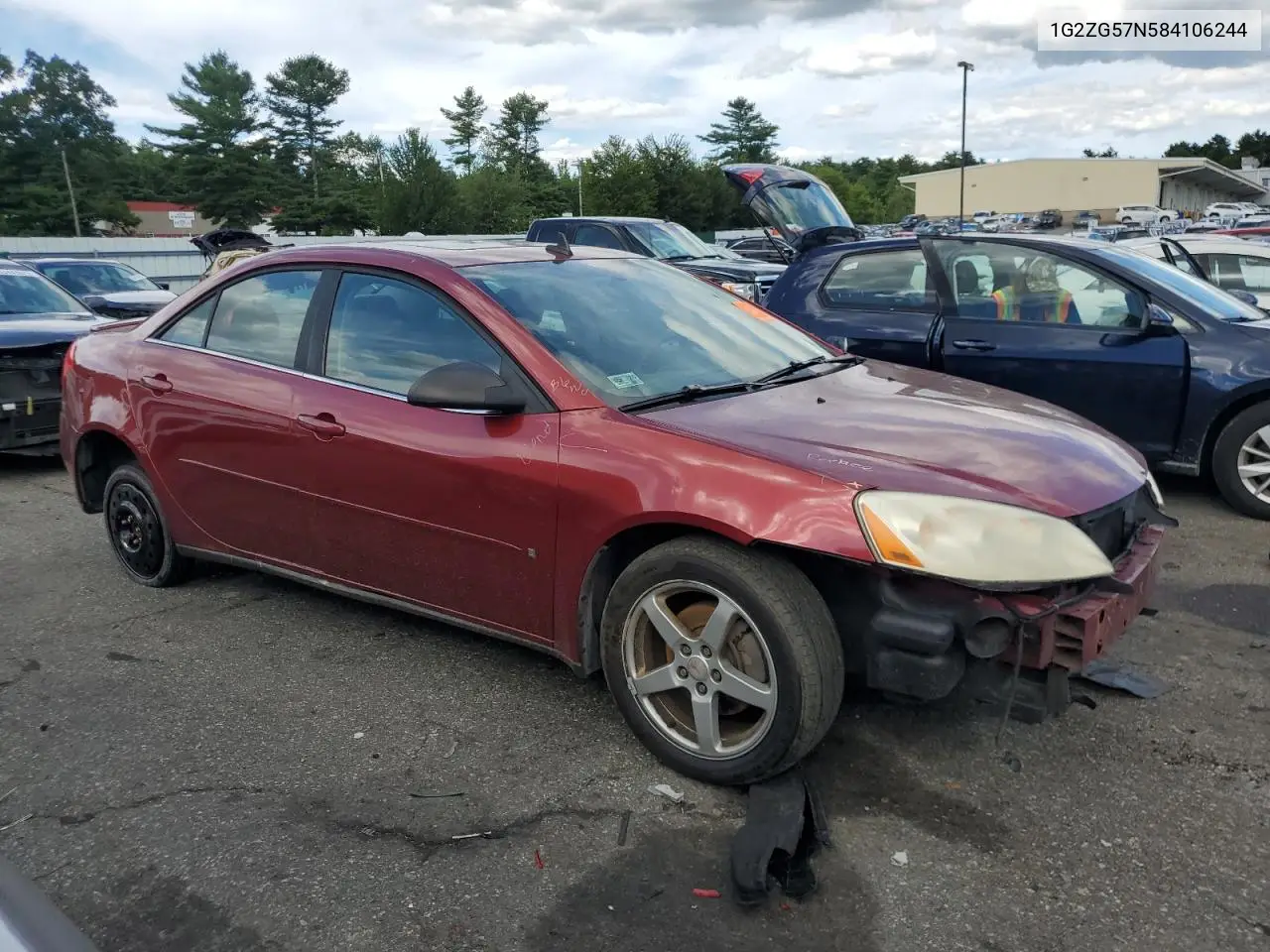 2008 Pontiac G6 Base VIN: 1G2ZG57N584106244 Lot: 62566655