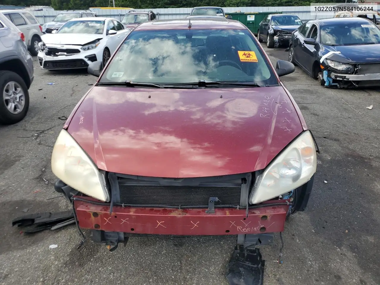 2008 Pontiac G6 Base VIN: 1G2ZG57N584106244 Lot: 62566655