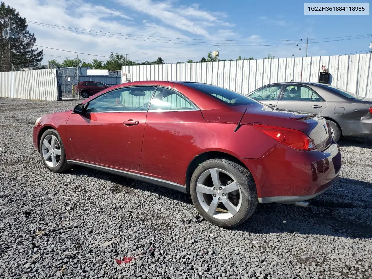 2008 Pontiac G6 Gt VIN: 1G2ZH361884118985 Lot: 62848435