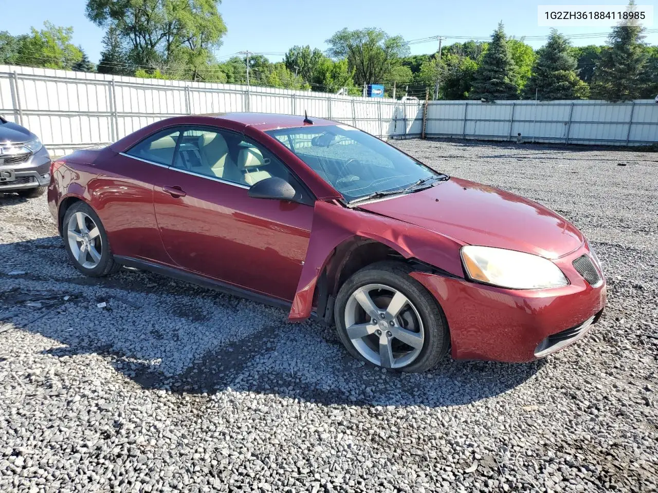 2008 Pontiac G6 Gt VIN: 1G2ZH361884118985 Lot: 62848435