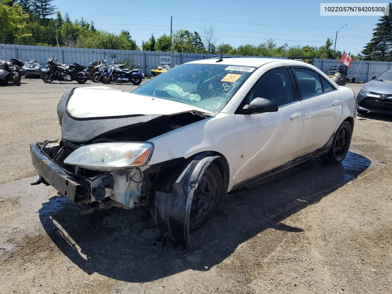 2008 Pontiac G6 Base VIN: 1G2ZG57N784205308 Lot: 65482105