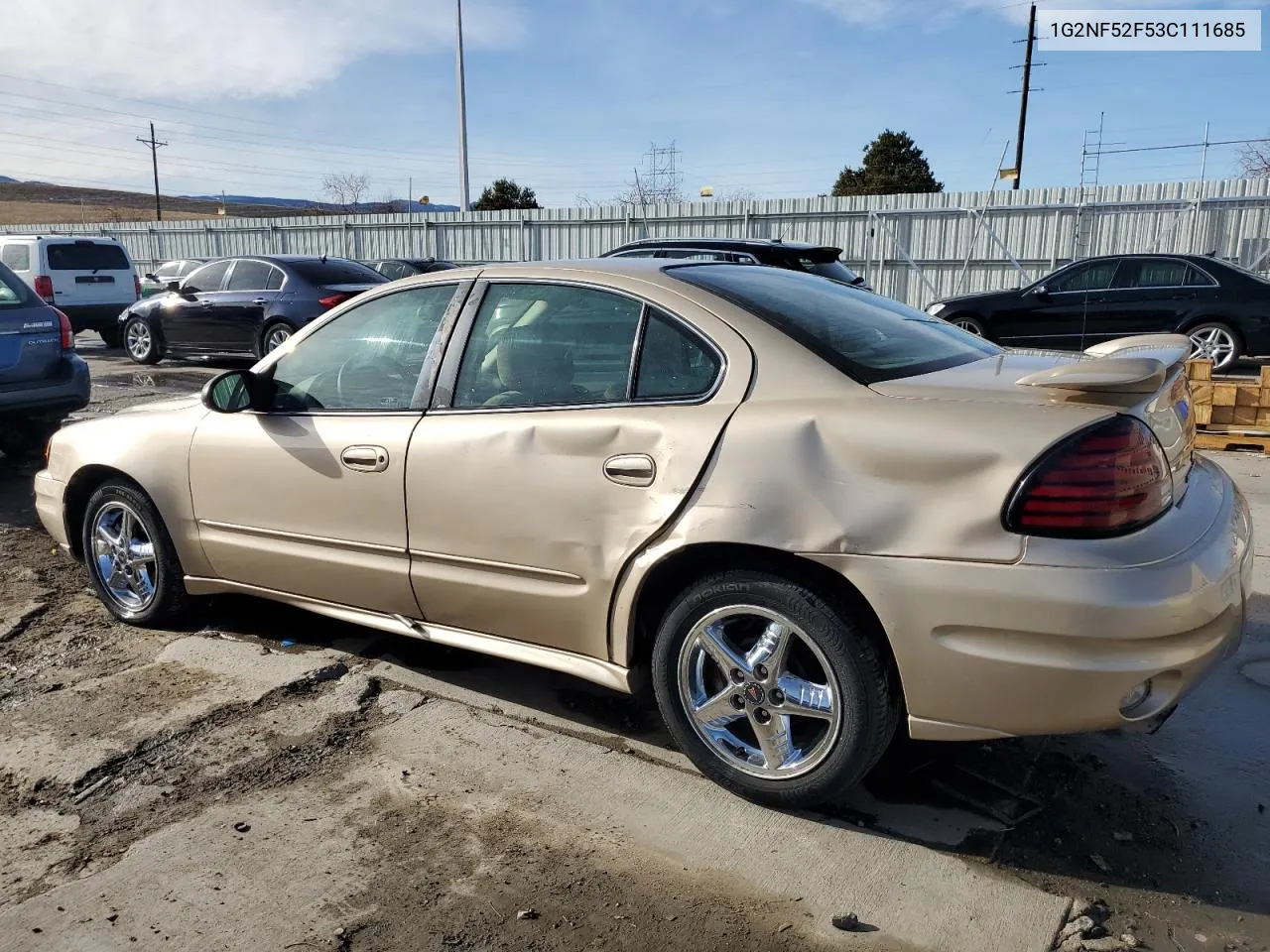 2003 Pontiac Grand Am Se1 VIN: 1G2NF52F53C111685 Lot: 85153984