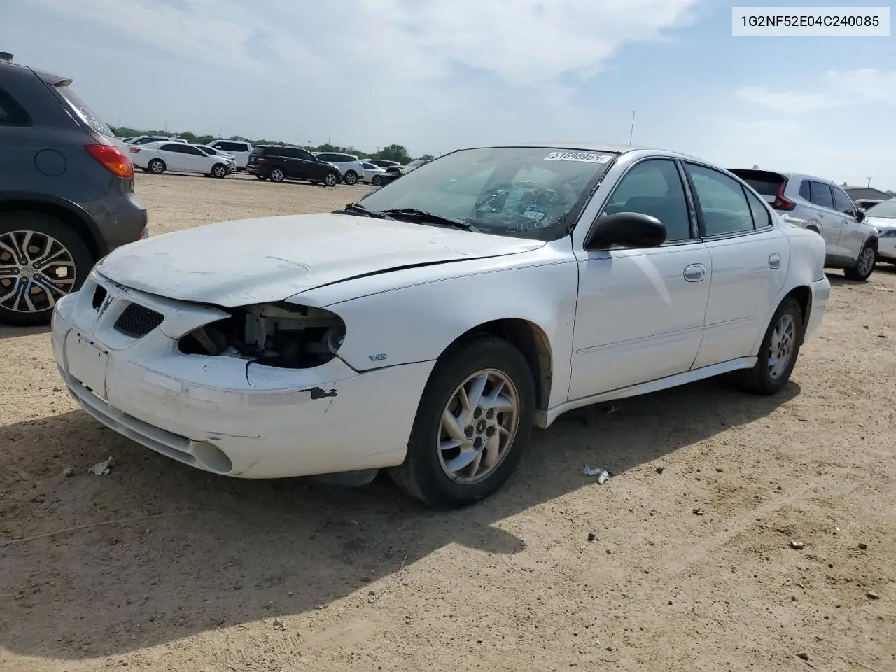 2004 Pontiac Grand Am Se1 VIN: 1G2NF52E04C240085 Lot: 51698955