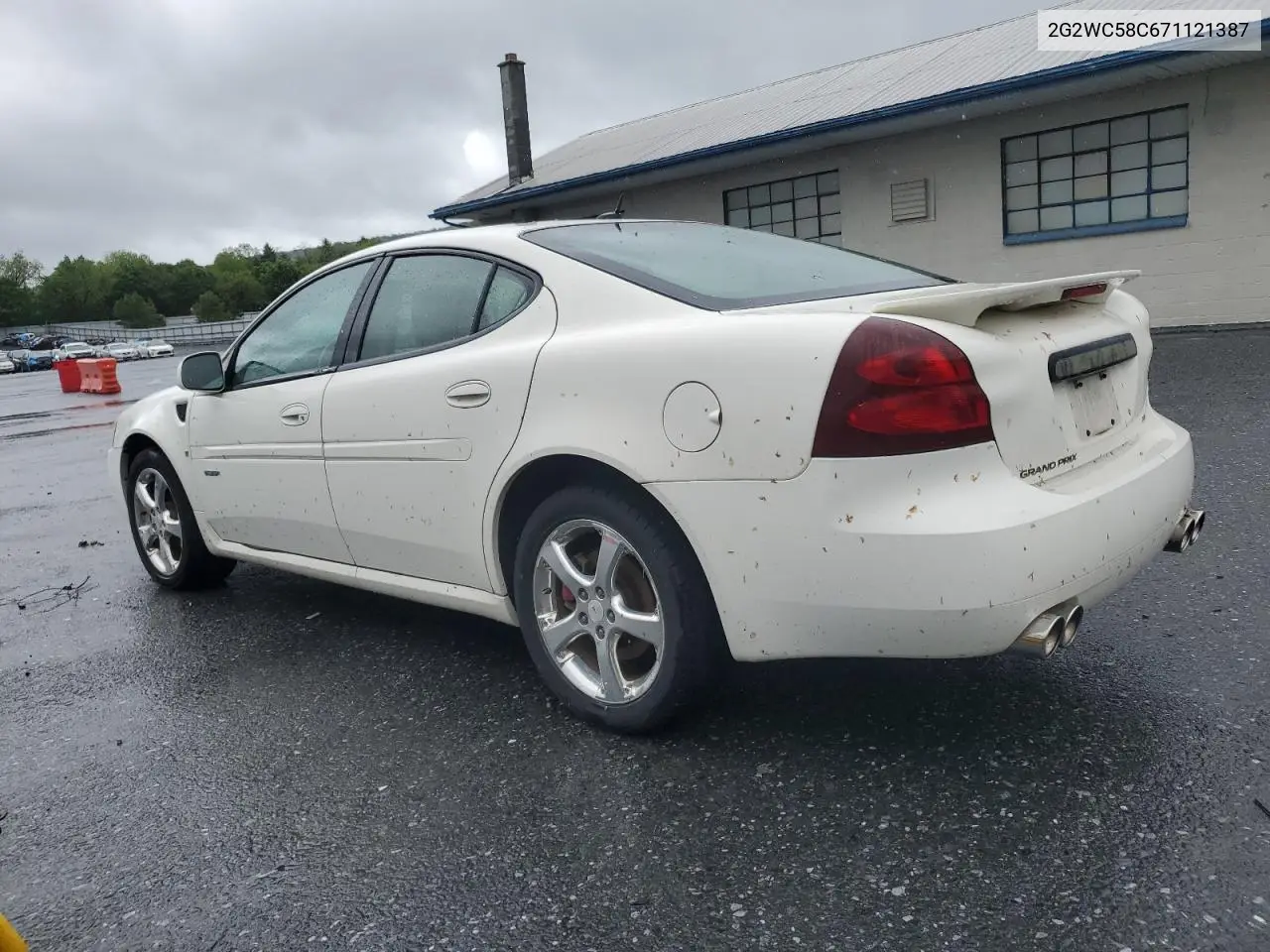 2007 Pontiac Grand Prix Gxp VIN: 2G2WC58C671121387 Lot: 56680315