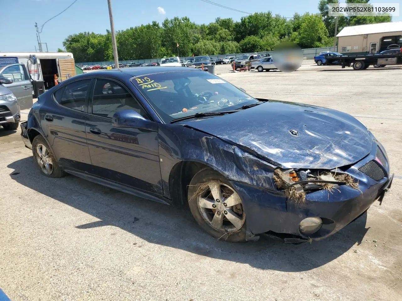 2008 Pontiac Grand Prix VIN: 2G2WP552X81103699 Lot: 61565325