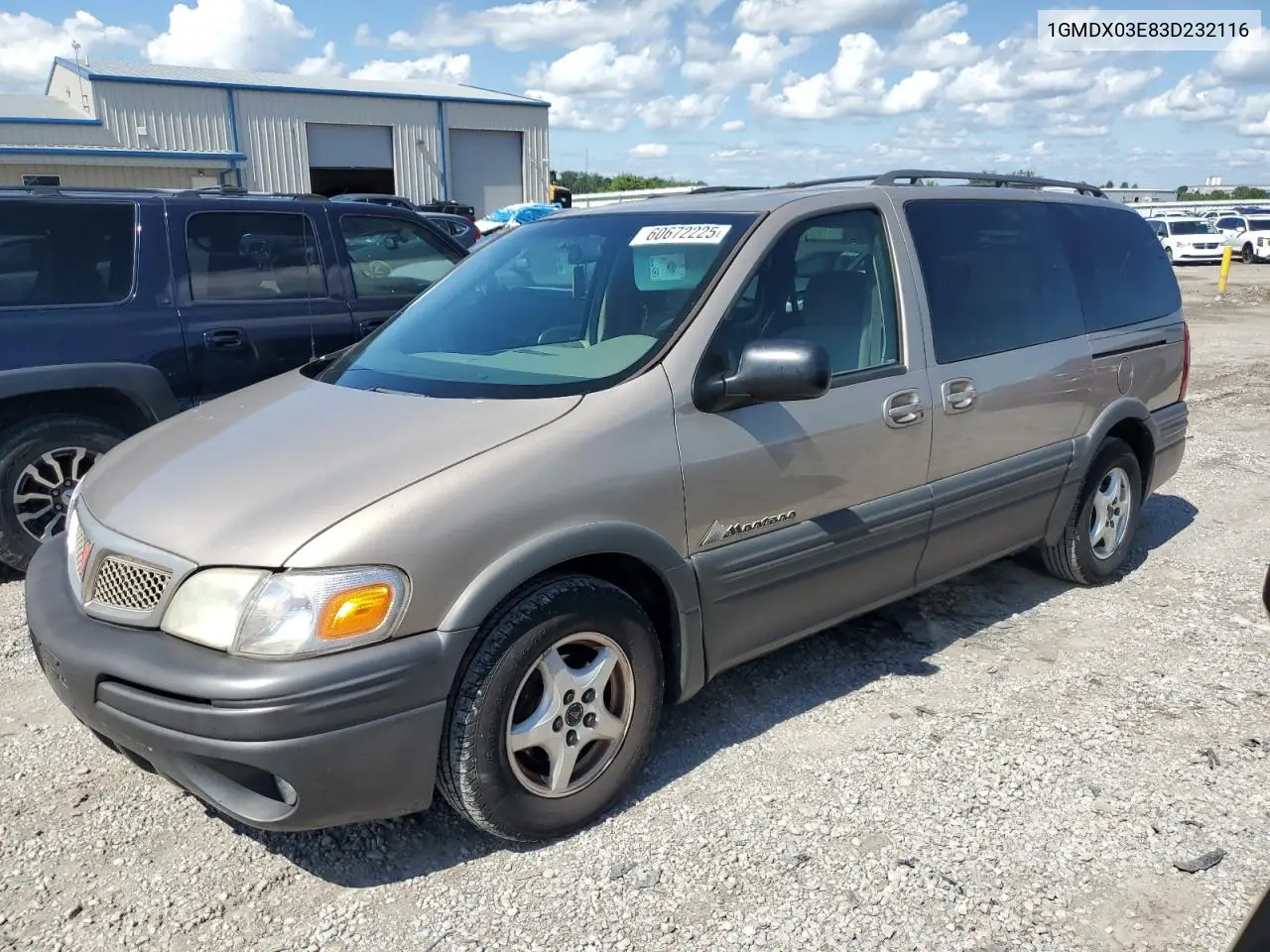 2003 Pontiac Montana VIN: 1GMDX03E83D232116 Lot: 60672225