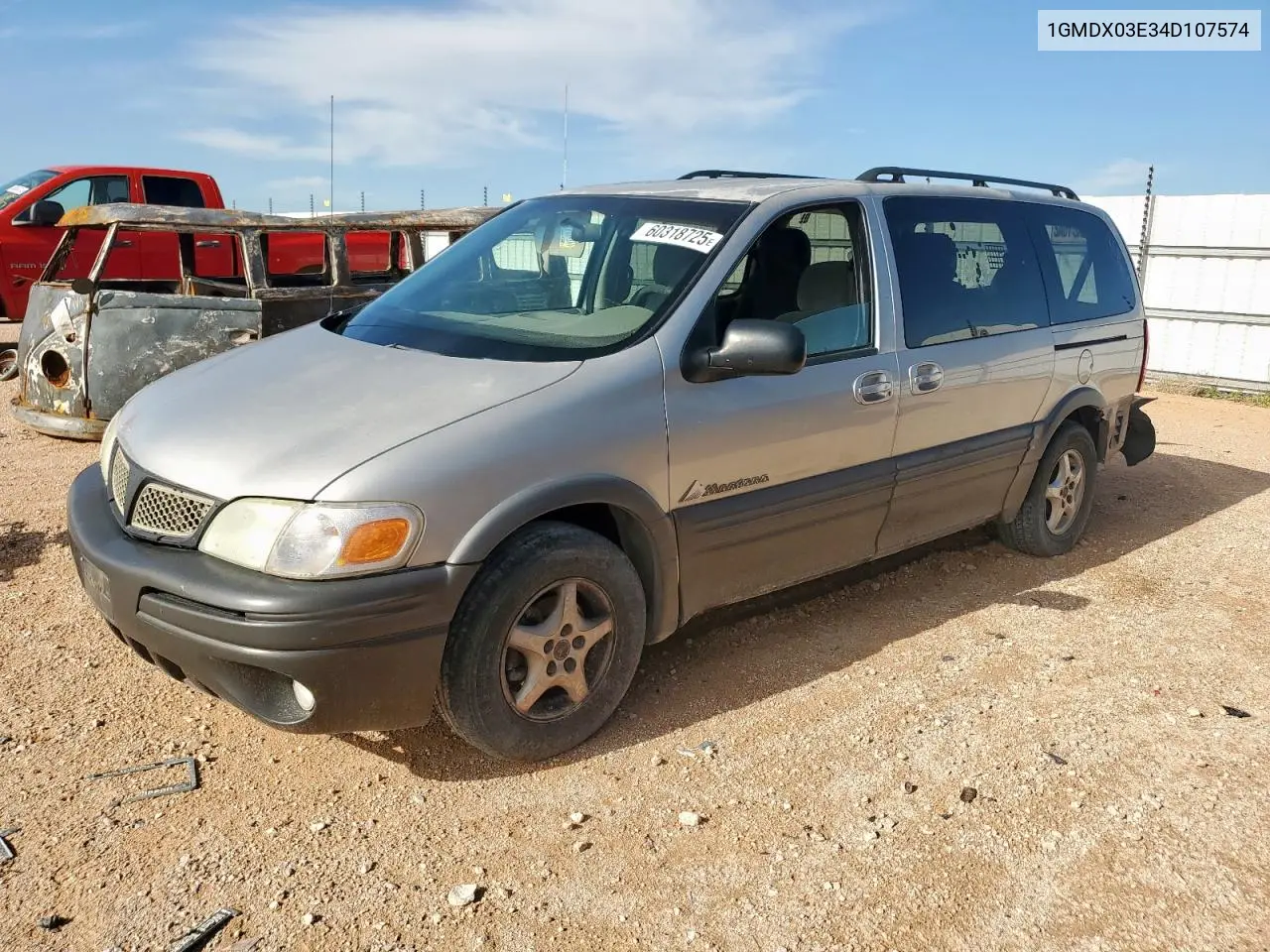 2004 Pontiac Montana VIN: 1GMDX03E34D107574 Lot: 60318725
