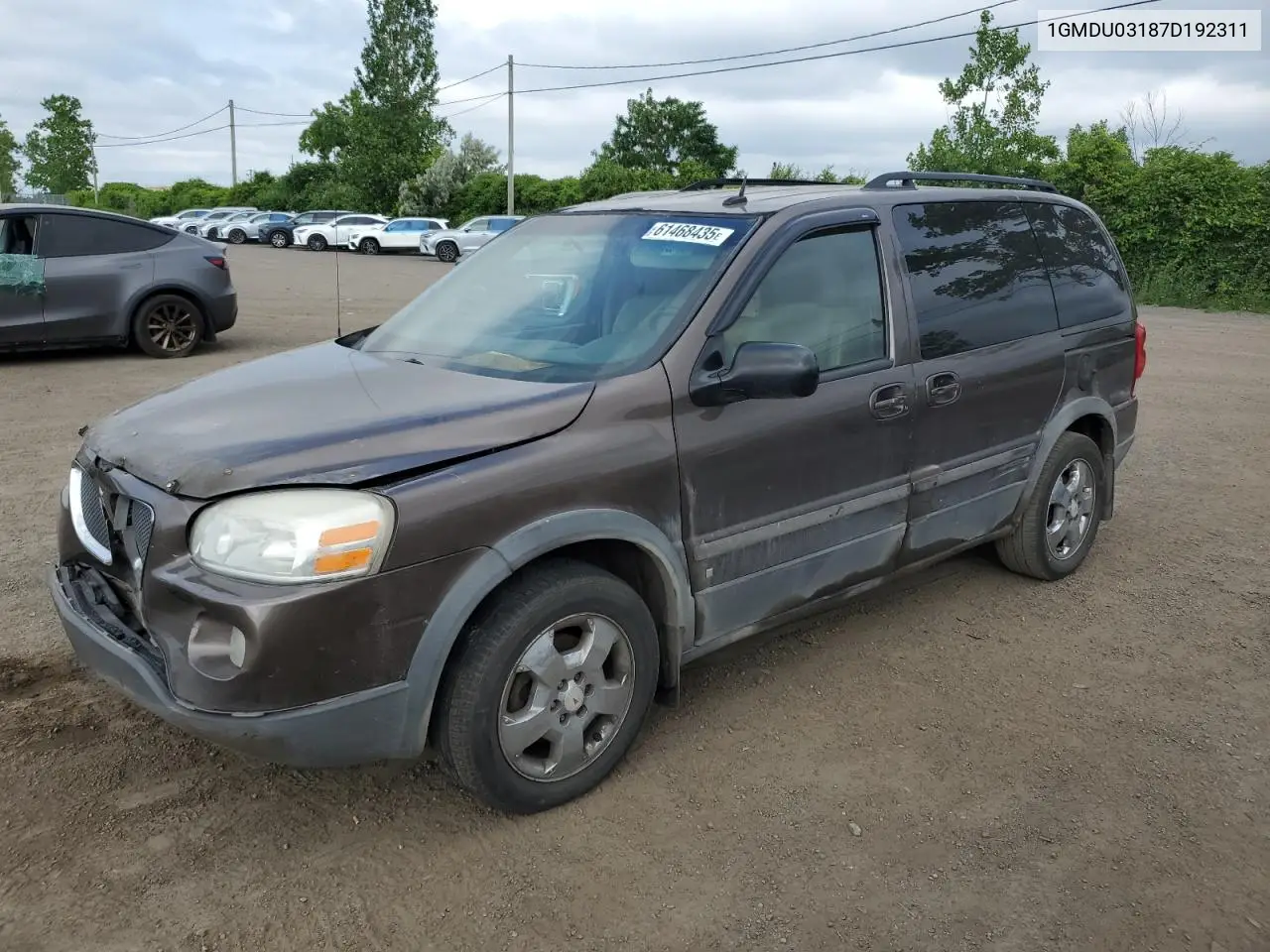 2007 Pontiac Montana Sv6 VIN: 1GMDU03187D192311 Lot: 61468435