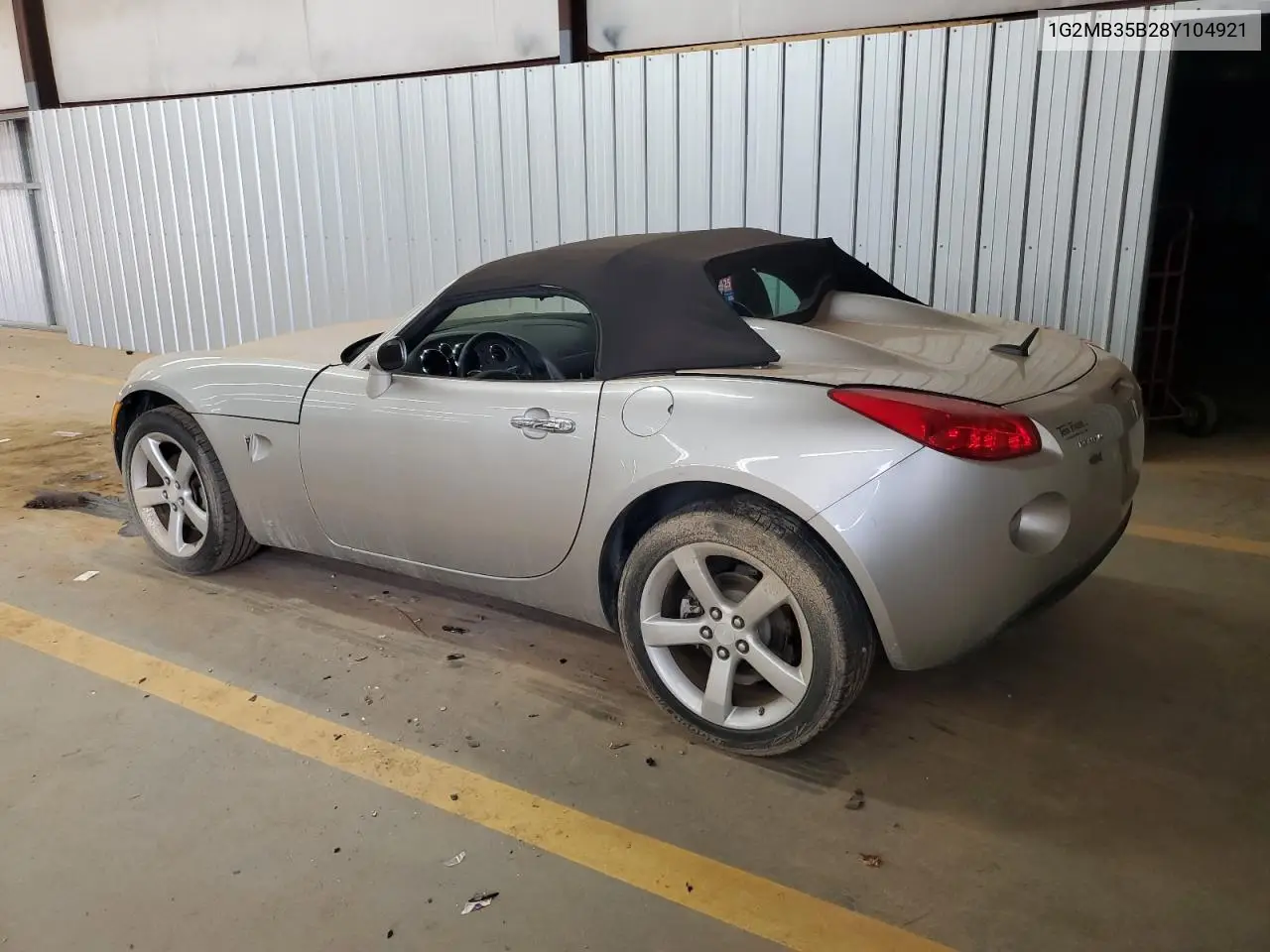 2008 Pontiac Solstice VIN: 1G2MB35B28Y104921 Lot: 62126055