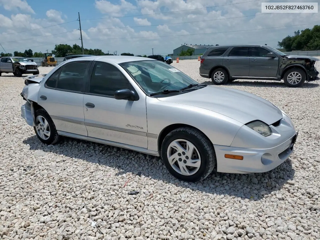 2002 Pontiac Sunfire Se VIN: 1G2JB52F827463760 Lot: 62104215