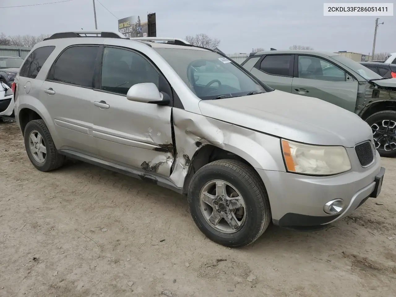 2008 Pontiac Torrent VIN: 2CKDL33F286051411 Lot: 44849075