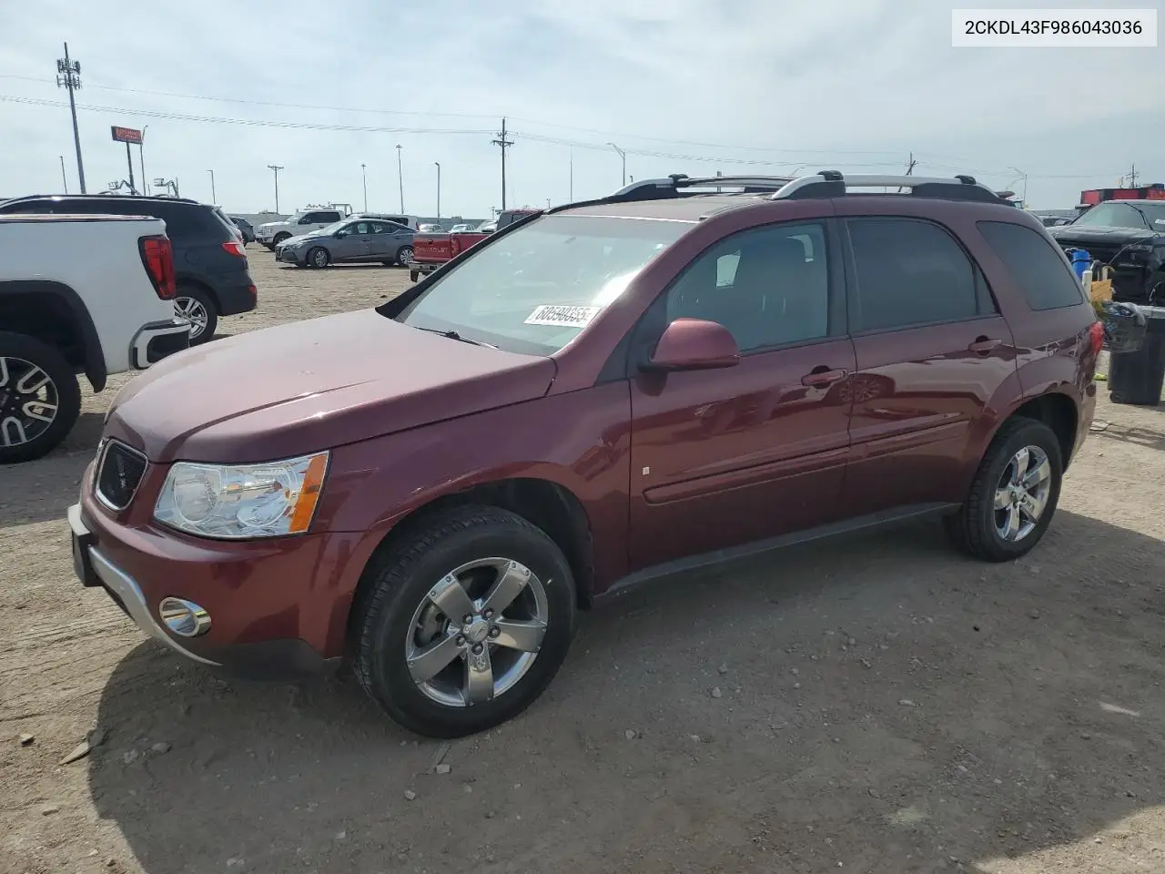 2008 Pontiac Torrent VIN: 2CKDL43F986043036 Lot: 60590355