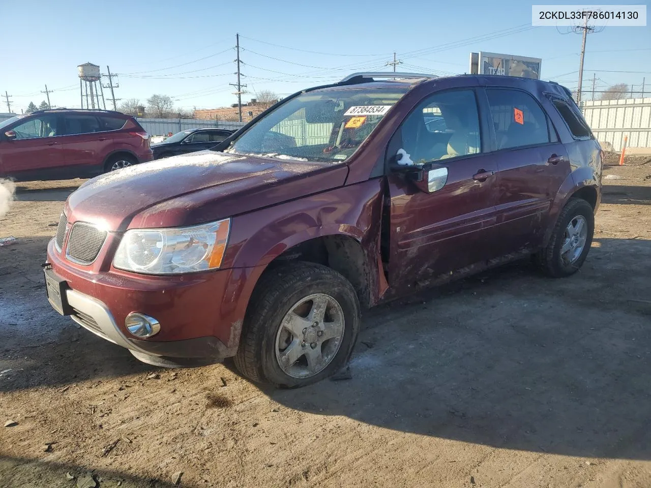 2008 Pontiac Torrent VIN: 2CKDL33F786014130 Lot: 87384534