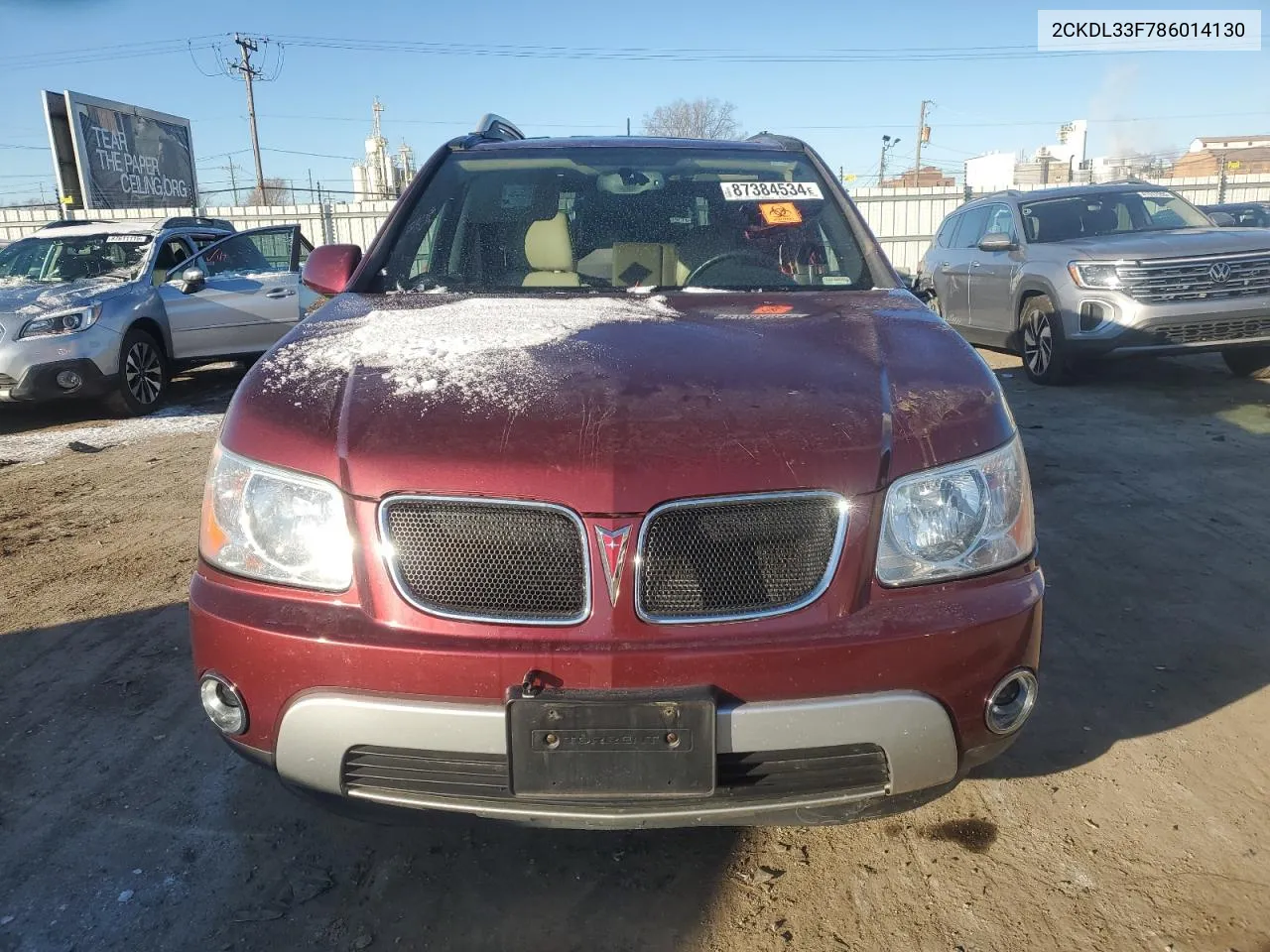 2008 Pontiac Torrent VIN: 2CKDL33F786014130 Lot: 87384534