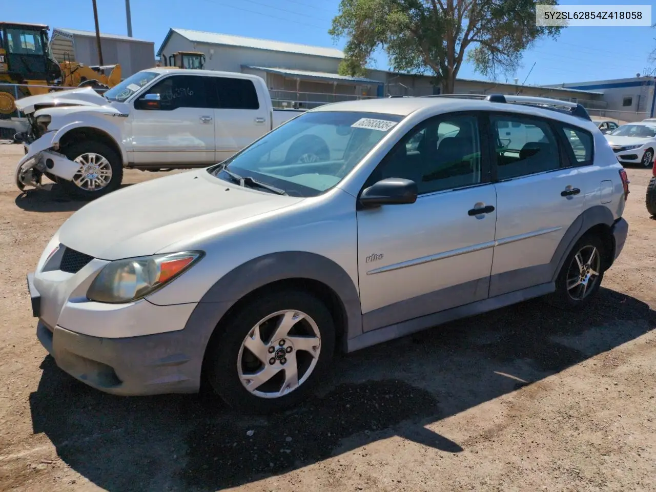 2004 Pontiac Vibe VIN: 5Y2SL62854Z418058 Lot: 62683835