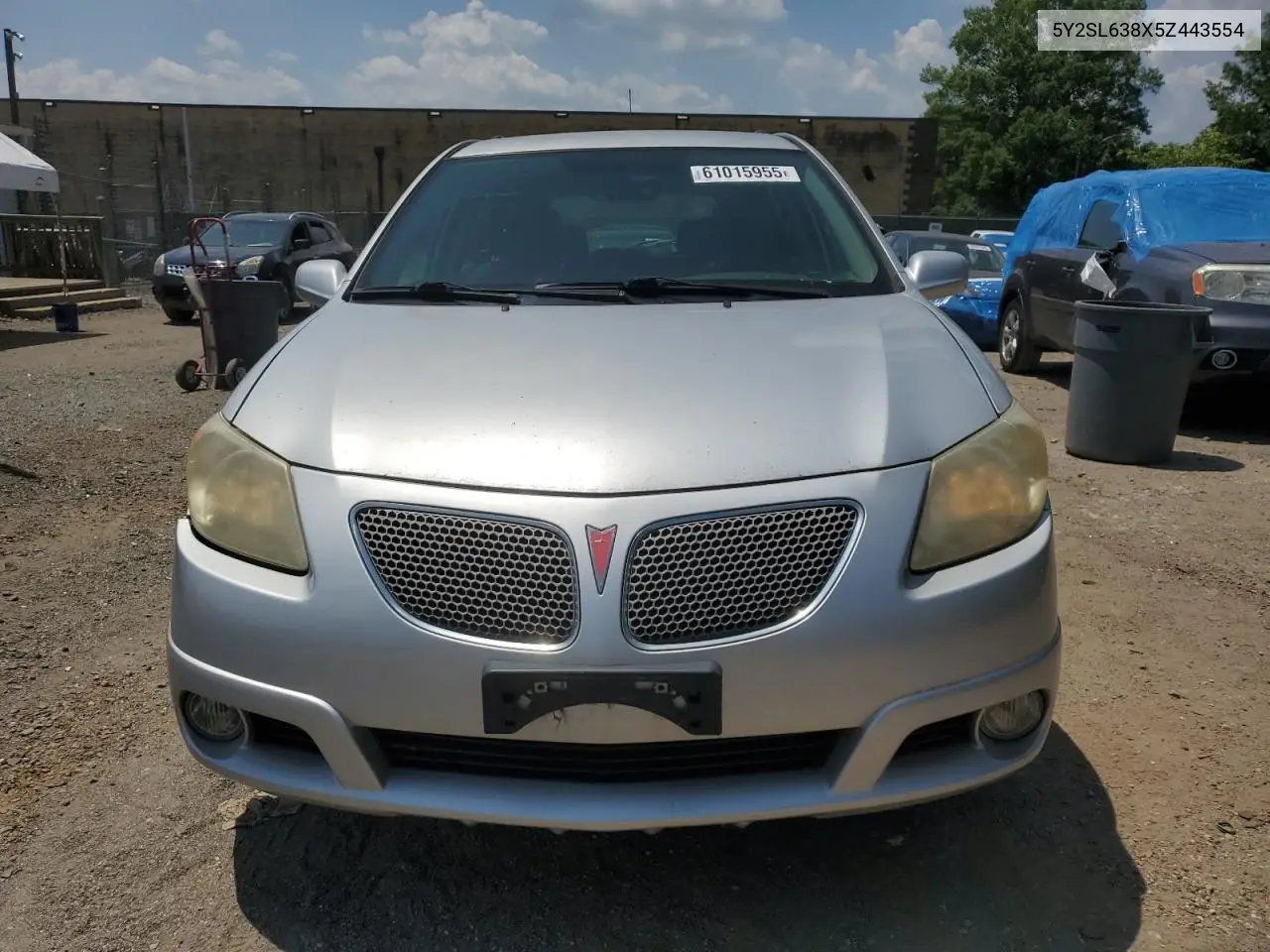2005 Pontiac Vibe VIN: 5Y2SL638X5Z443554 Lot: 61015955