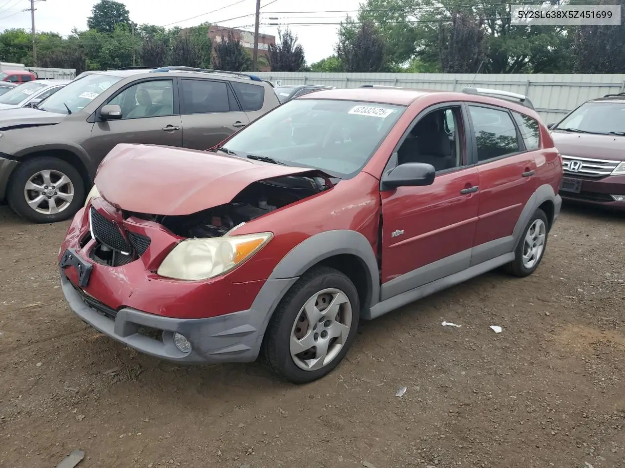 2005 Pontiac Vibe VIN: 5Y2SL638X5Z451699 Lot: 62332425